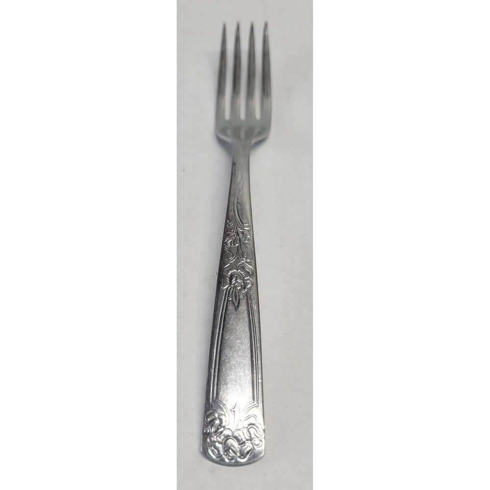 Tradition Stainless USA Rose Pattern Dinner Fork Vintage Floral Silverware 7.5in